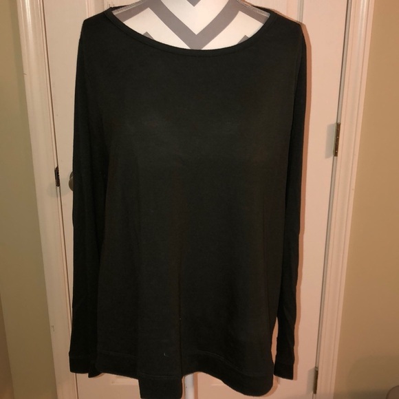 Women's Olive Green Staccato Alberta Lace Up Back Knit Top - Size XL - Picture 2 of 7